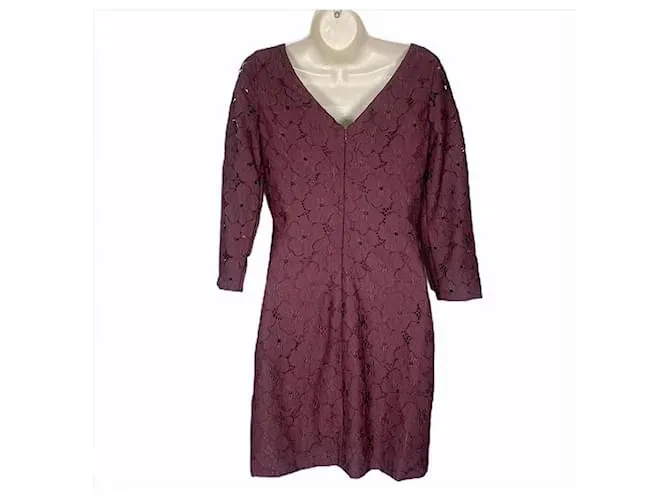 Diane Von Furstenberg Vestido burdeos con encaje floral Sarita de DvF Púrpura 
