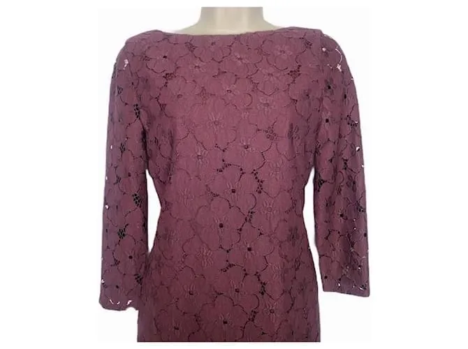 Diane Von Furstenberg Vestido burdeos con encaje floral Sarita de DvF Púrpura 