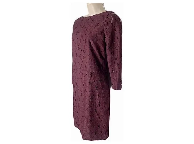 Diane Von Furstenberg Vestido burdeos con encaje floral Sarita de DvF Púrpura 