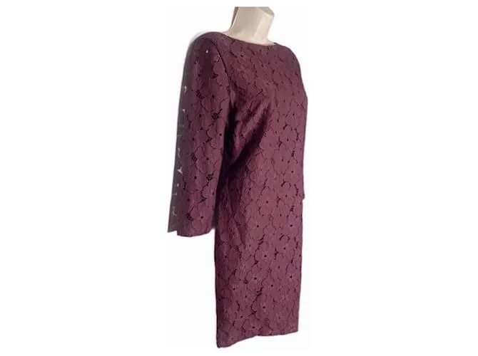 Diane Von Furstenberg Vestido burdeos con encaje floral Sarita de DvF Púrpura 