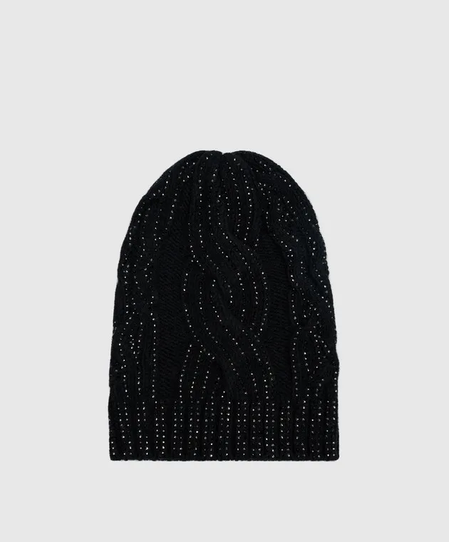 Ermanno Scervino Black cap with crystals