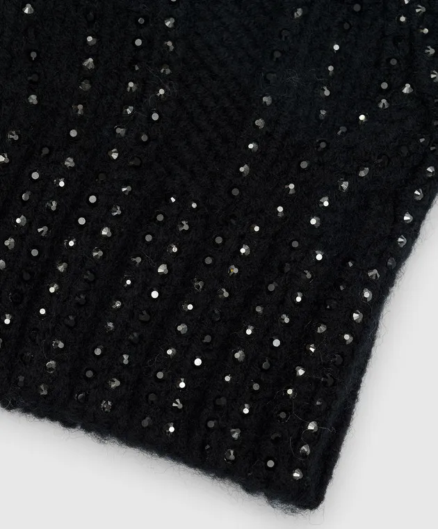 Ermanno Scervino Black cap with crystals