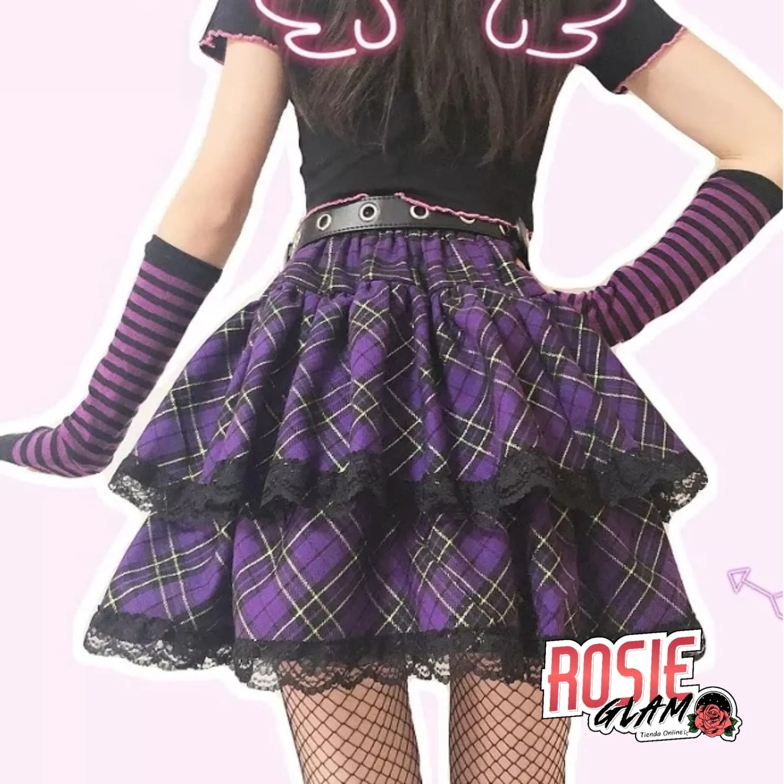 FALDA ESCOCESA MORADA  ROSIEGLAM