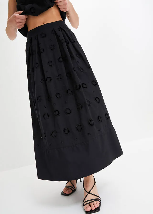 Falda larga Negro