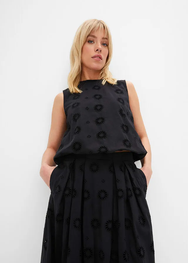 Falda larga Negro