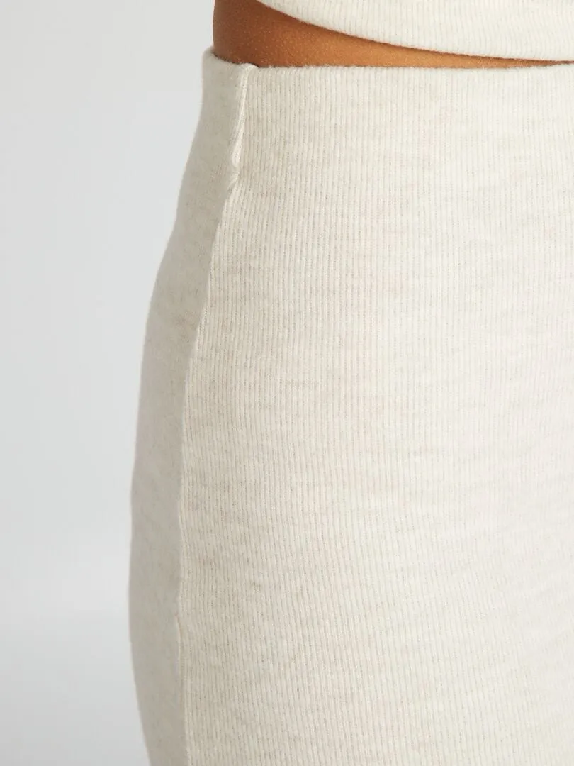 FALDA MIDI DE PUNTO  BEIGE