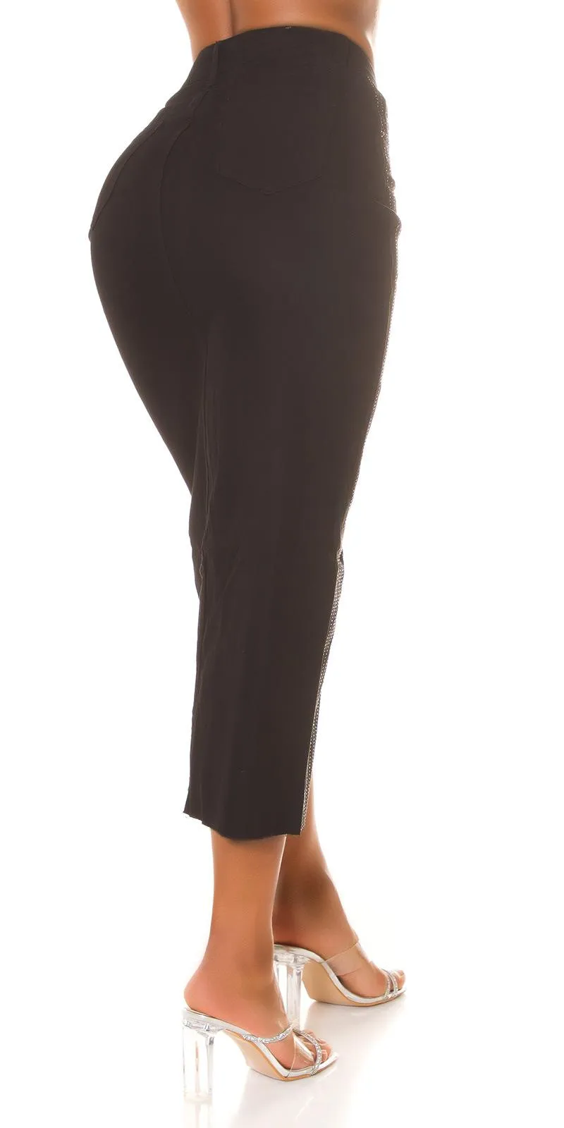 Falda midi Jeans con pedrería negro