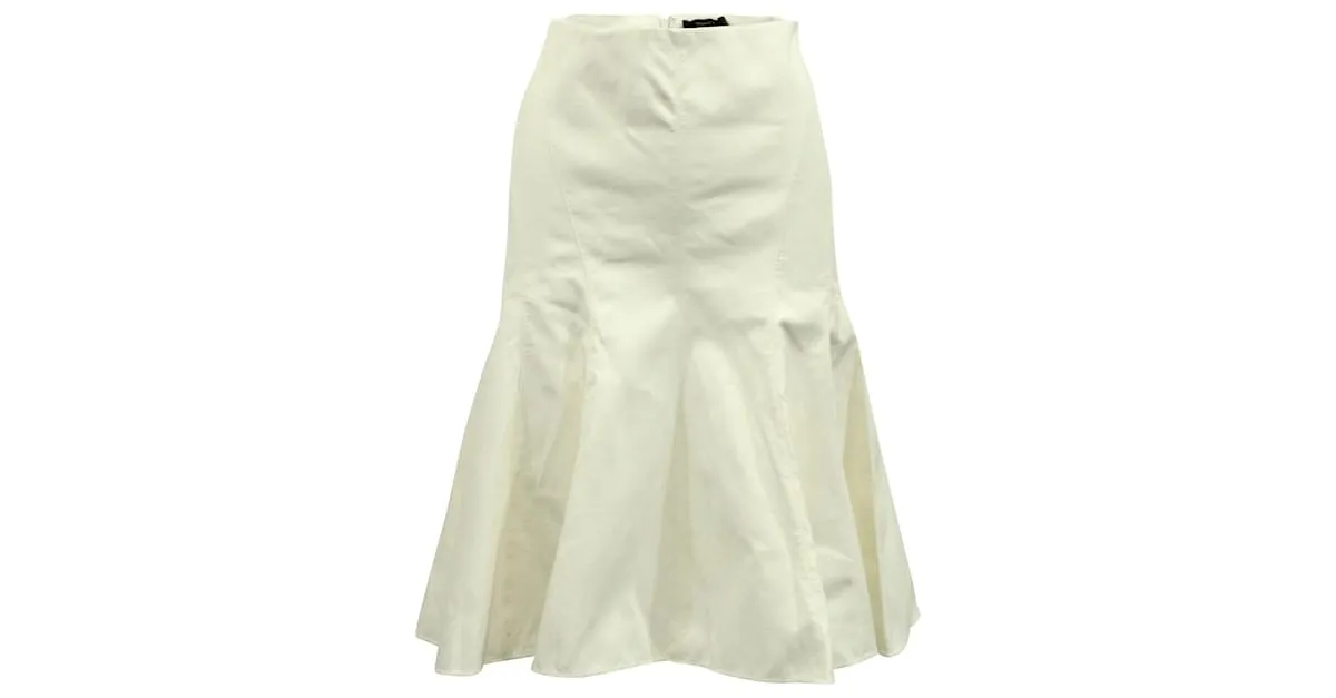Falda Theory Fit & Flare sirena en algodón color crema Blanco Crudo 