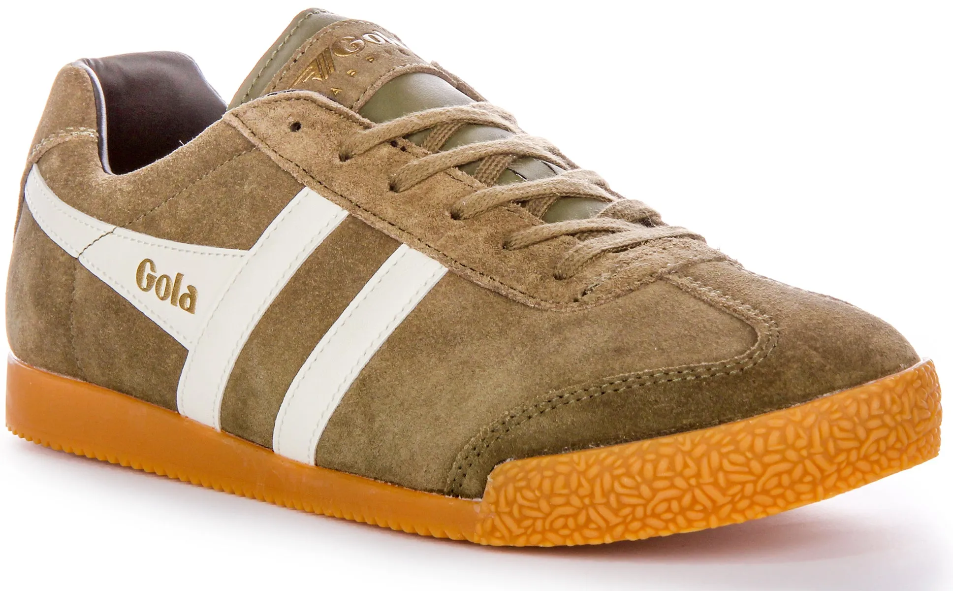 Gola Classics Harrier Low Pro Sun Black 1968 Retro Zapatillas de ante y cuero para hombre en negro y blanco