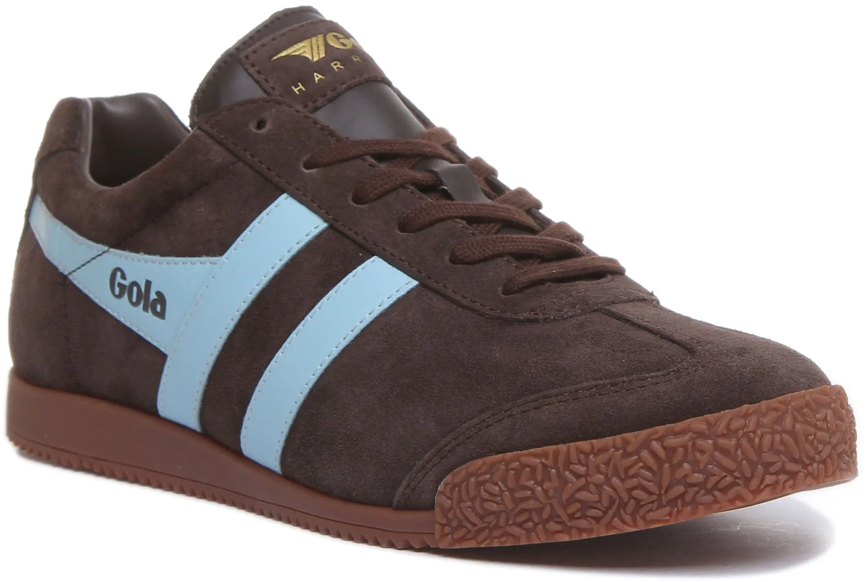 Gola Classics Harrier Low Pro Sun Black 1968 Retro Zapatillas de ante y cuero para hombre en negro y blanco