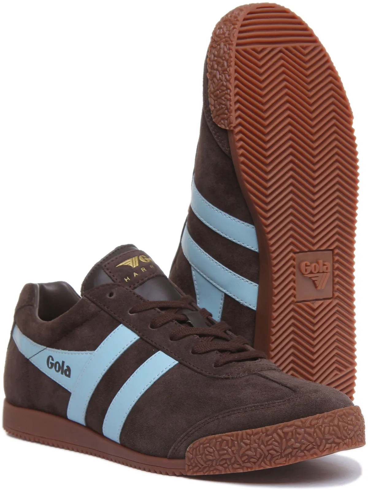 Gola Classics Harrier Low Pro Sun Black 1968 Retro Zapatillas de ante y cuero para hombre en negro y blanco