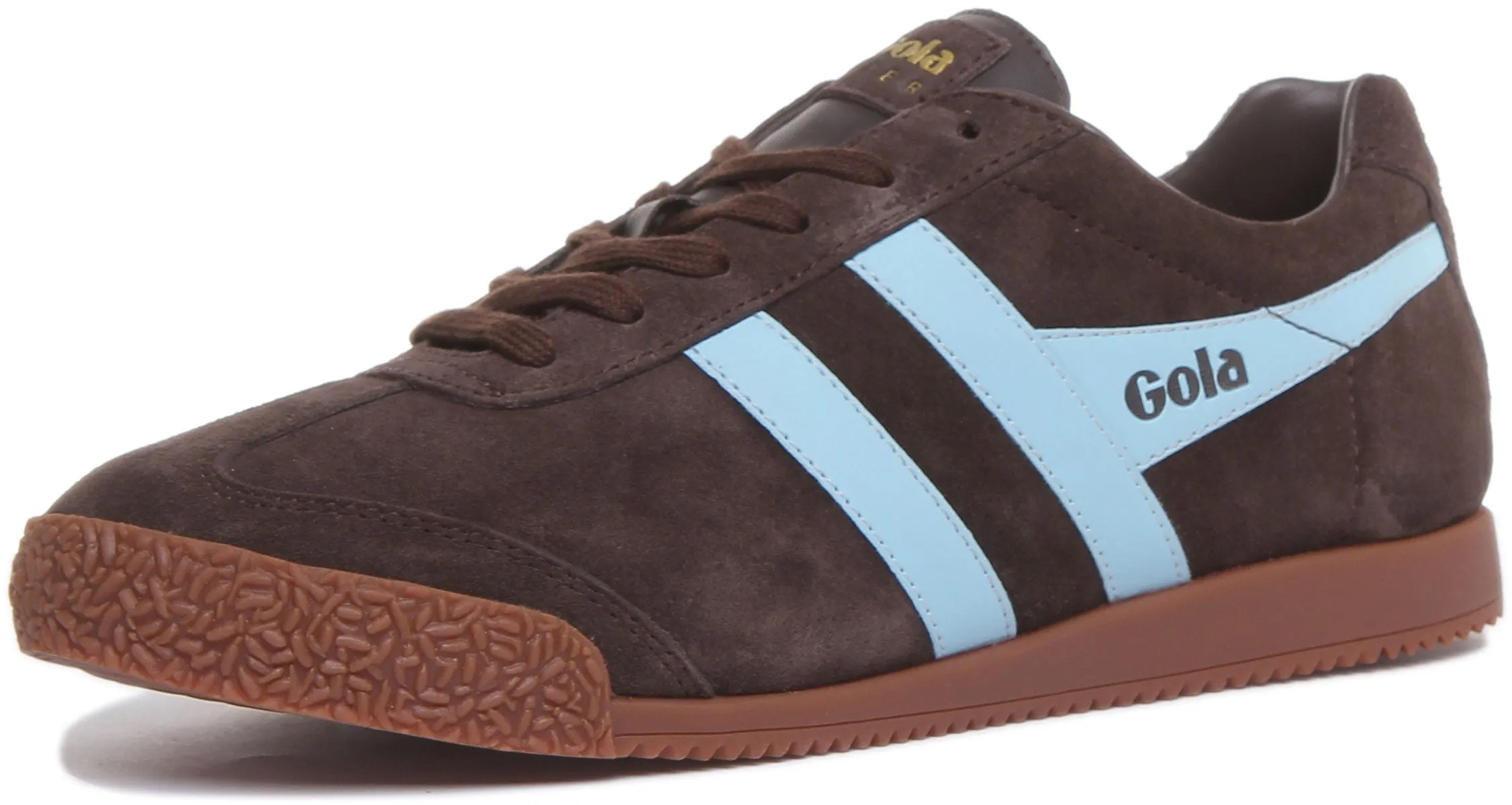 Gola Classics Harrier Low Pro Sun Black 1968 Retro Zapatillas de ante y cuero para hombre en negro y blanco