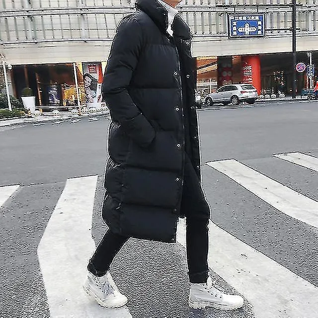 Hombre Chaqueta Larga Abajo Abrigo Lujo Invierno Negro Sólido Parkas Hombres Plus Size 4xl Grueso Cálido Slim Fit Abrigo Masculi