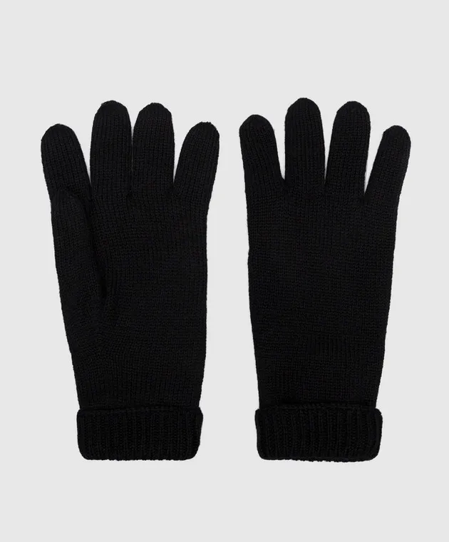Il Trenino Children's black mittens made of wool