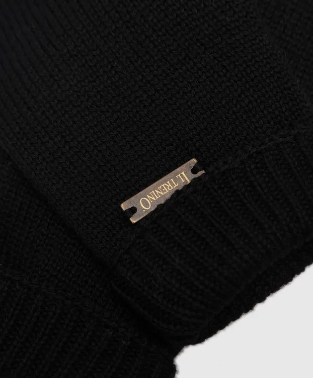 Il Trenino Children's black mittens made of wool