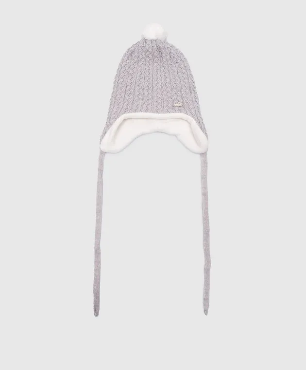 Il Trenino Children's gray hat made of wool with a textured pattern