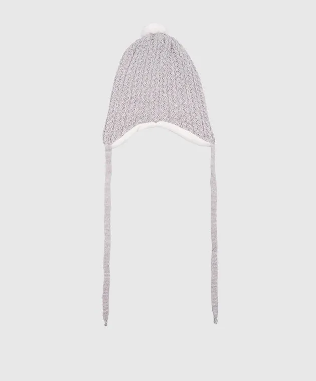 Il Trenino Children's gray hat made of wool with a textured pattern