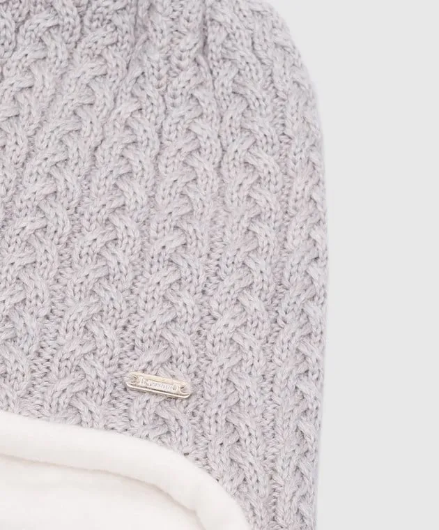 Il Trenino Children's gray hat made of wool with a textured pattern