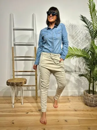 Jeans Baggy TWELLO Beige