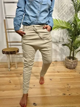 Jeans Baggy TWELLO Beige