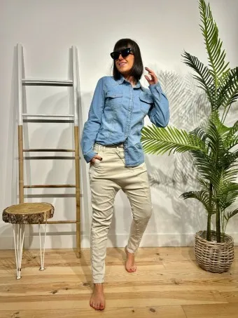 Jeans Baggy TWELLO Beige