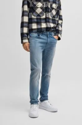 Jeans extra slim fit de denim elástico azul medio