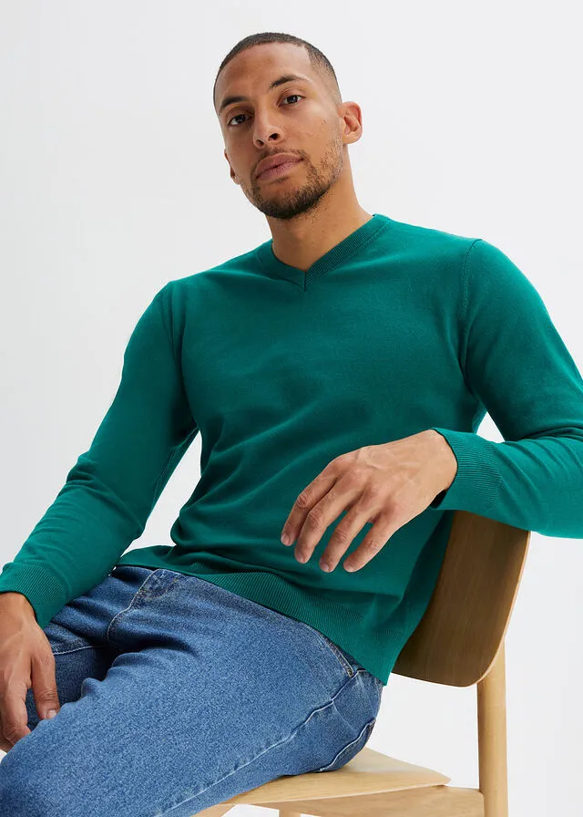 Jersey con escote en V azul provenzal