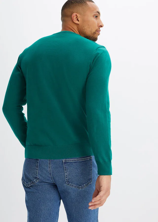 Jersey con escote en V azul provenzal