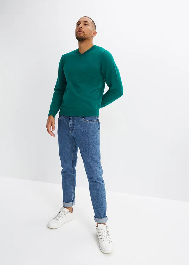 Jersey con escote en V azul provenzal