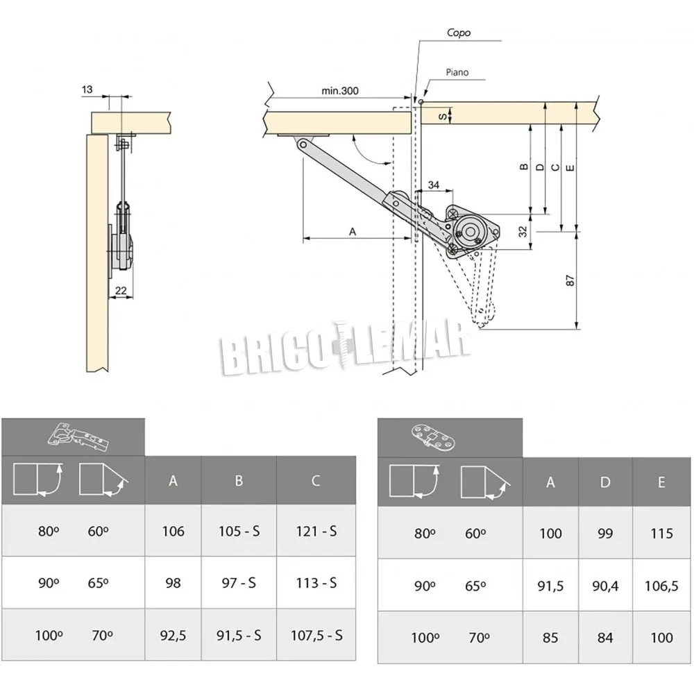 JUEGO DE COMPASES PARA PUERTAS ELEVABLES FUERZA 2070KG X CM ACERO Y ZAMAK NIQUELADO EMUCA