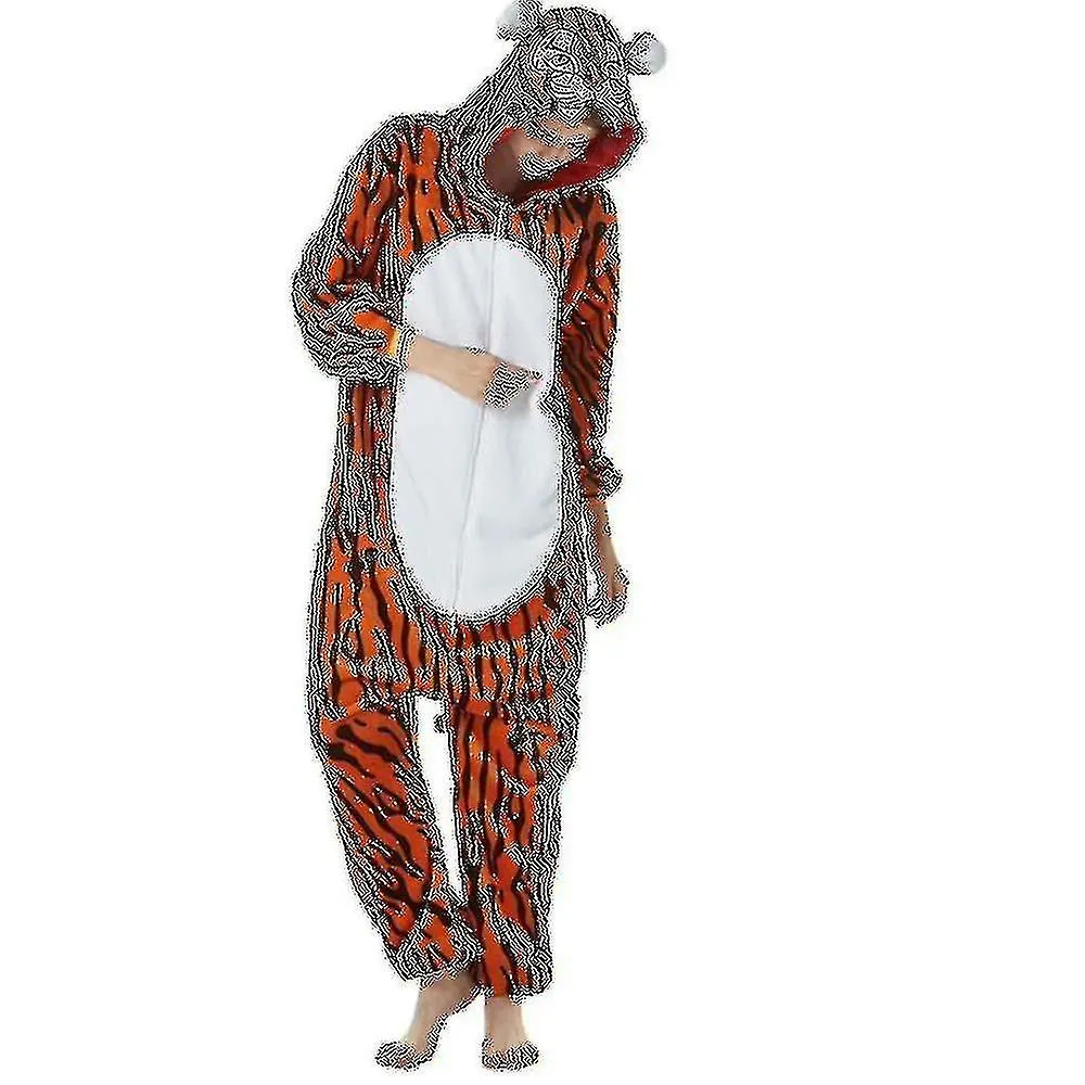 Jumping Tiger Long Sleeve Onesie Hombres Mujeres Franela Warm Panda Pijama Onepiece Adult Animal Pajamas Onesies