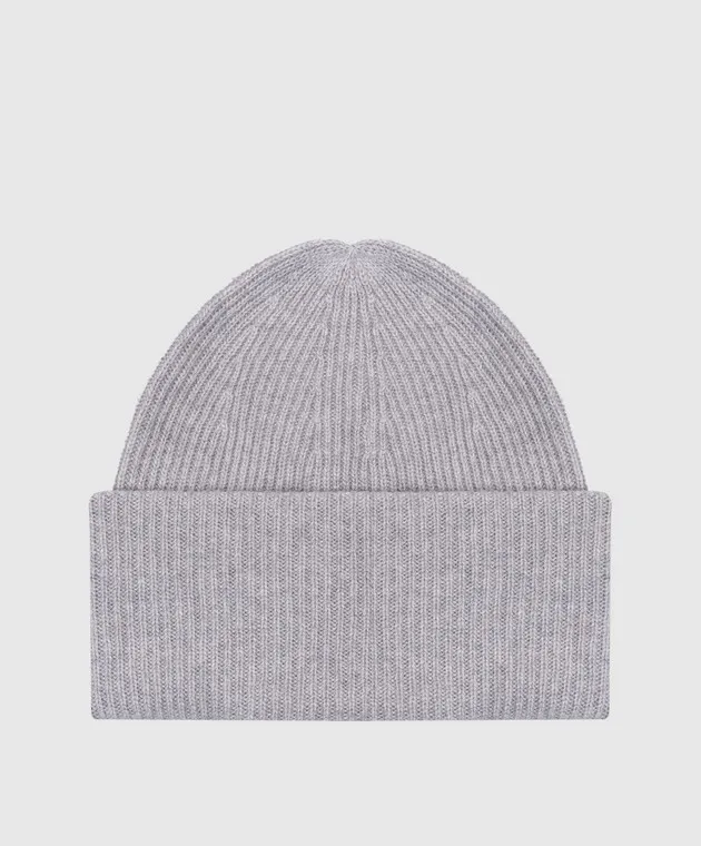 LISA YANG Gray cap in the Stockholm stripe made of cashmere