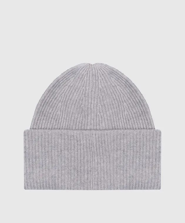 LISA YANG Gray cap in the Stockholm stripe made of cashmere