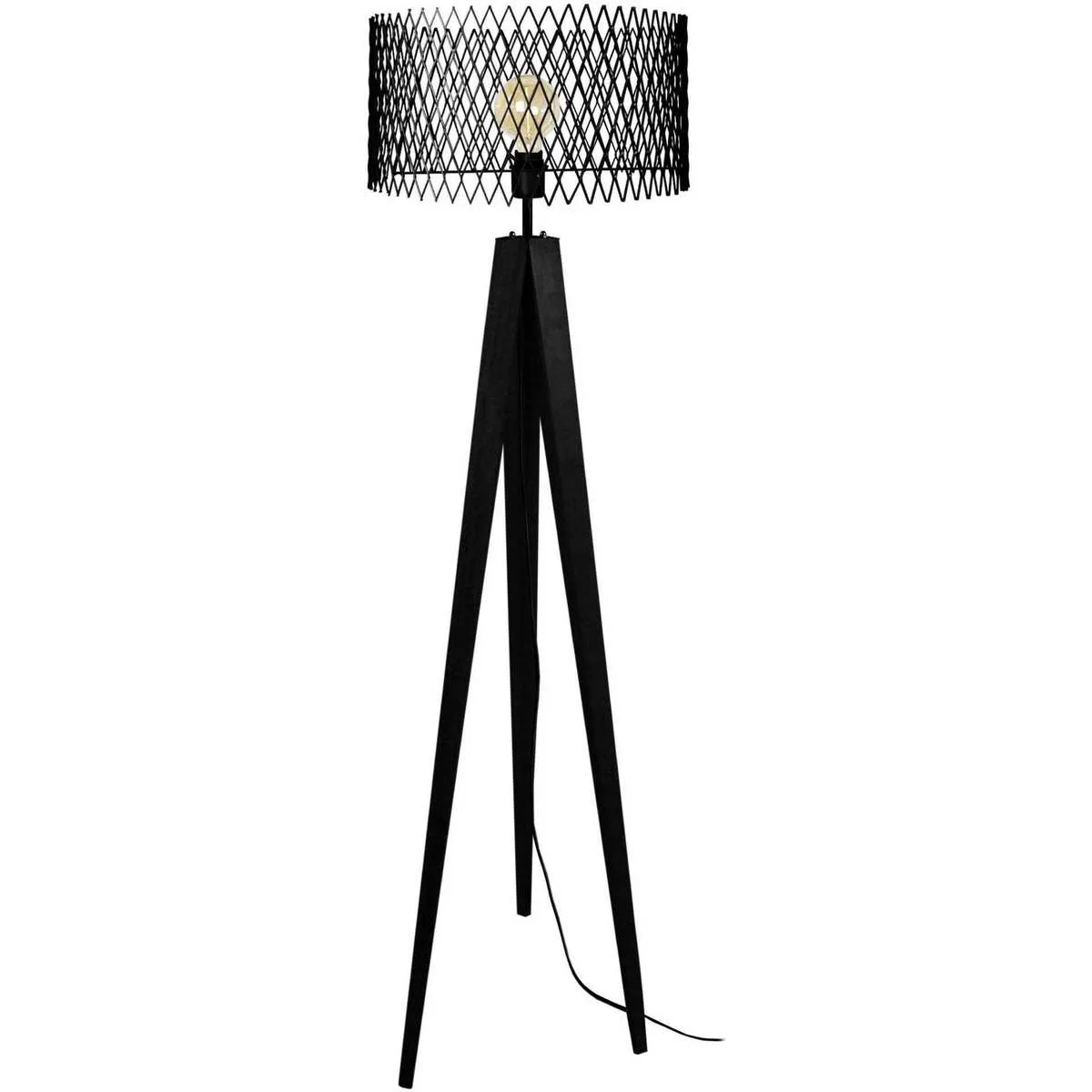 Lámpara de pie pirámide madera negro