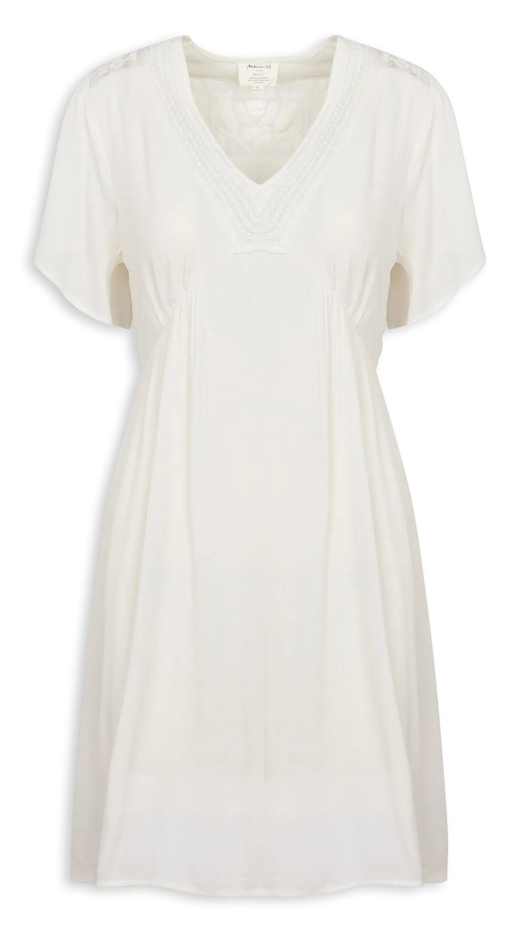 MAISON 123 CORALINE  VESTIDO CORTO RECTO CON CUELLO DE PICO EN BLANCO
