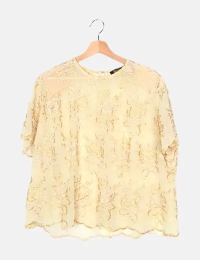 Marigar Blusa amarilla flores