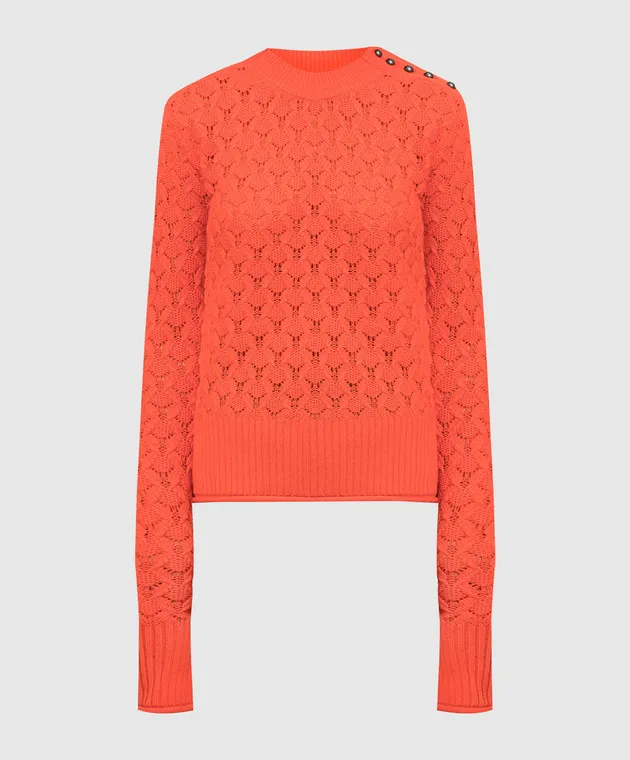 Max Mara Sportmax Theodor orange jumper in wool and cashmere with openwork knit