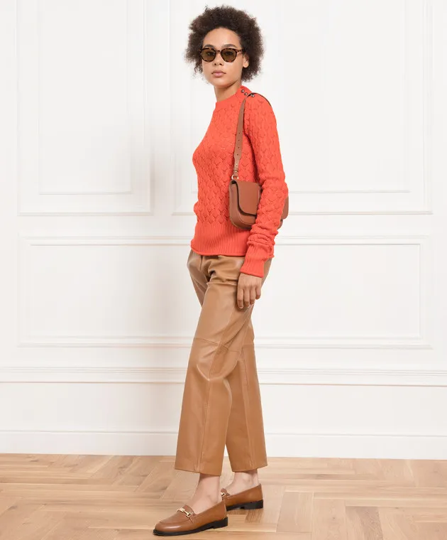 Max Mara Sportmax Theodor orange jumper in wool and cashmere with openwork knit