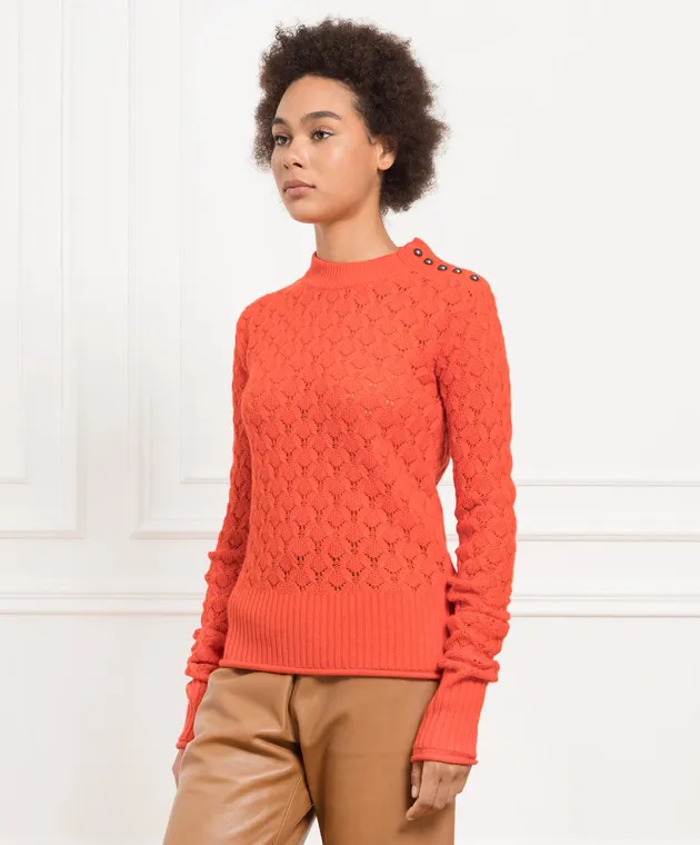 Max Mara Sportmax Theodor orange jumper in wool and cashmere with openwork knit