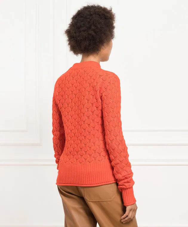 Max Mara Sportmax Theodor orange jumper in wool and cashmere with openwork knit