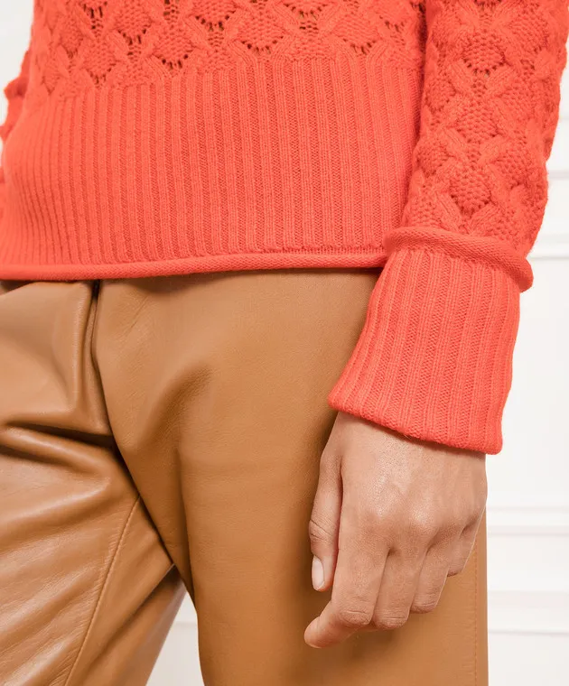Max Mara Sportmax Theodor orange jumper in wool and cashmere with openwork knit
