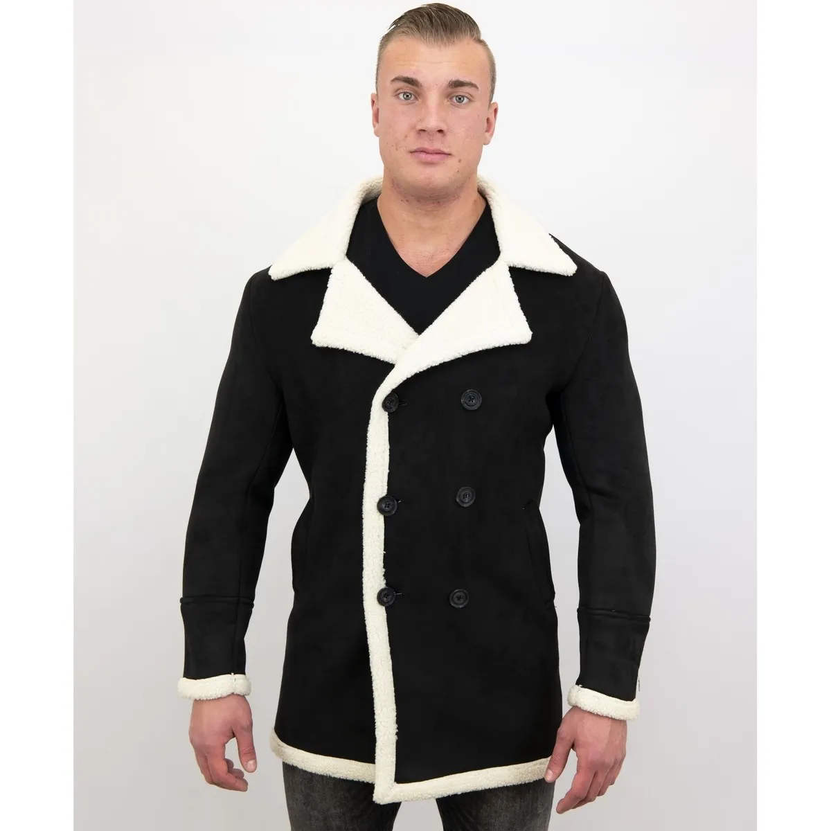 Men Abrigo De Piel Artificial Lammy