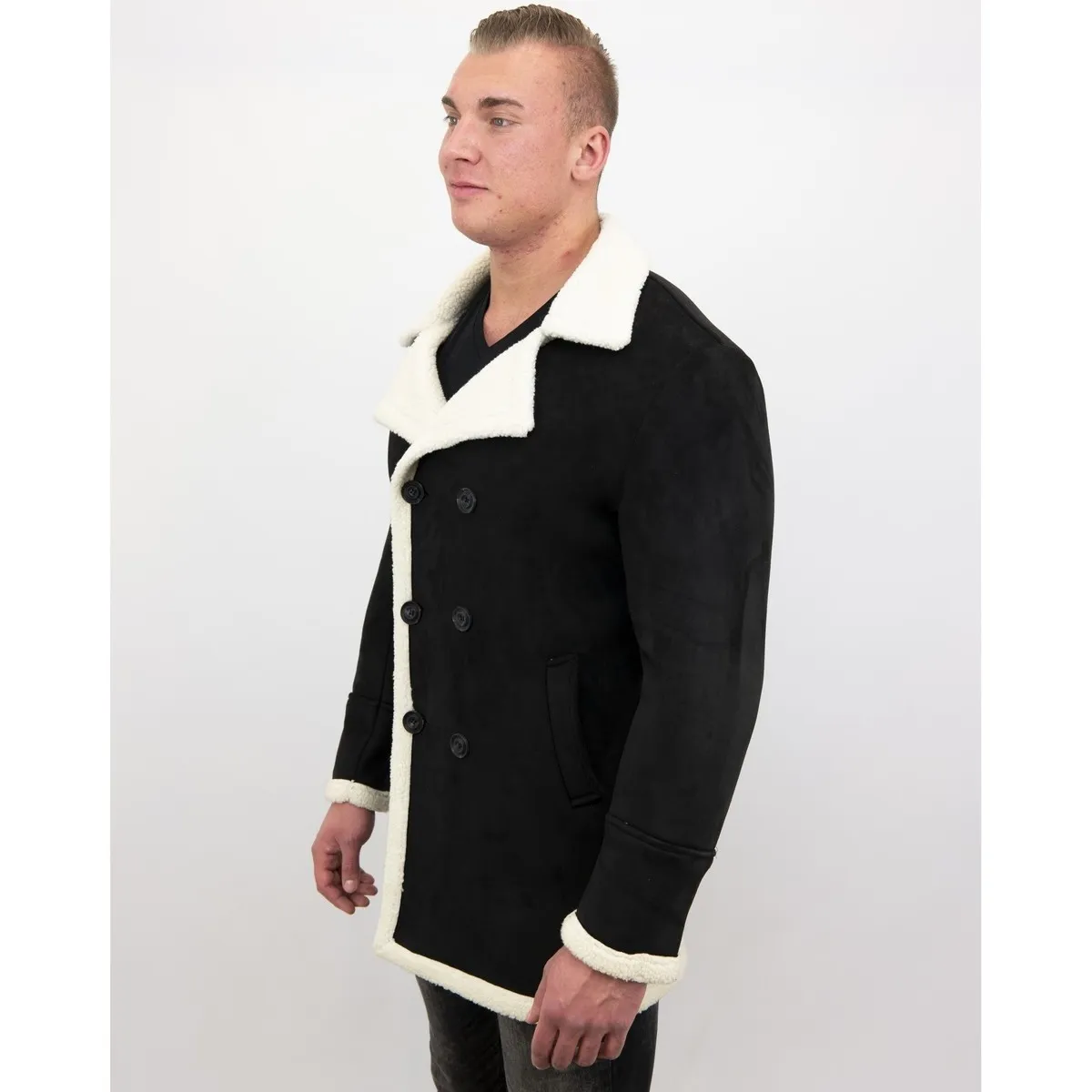 Men Abrigo De Piel Artificial Lammy