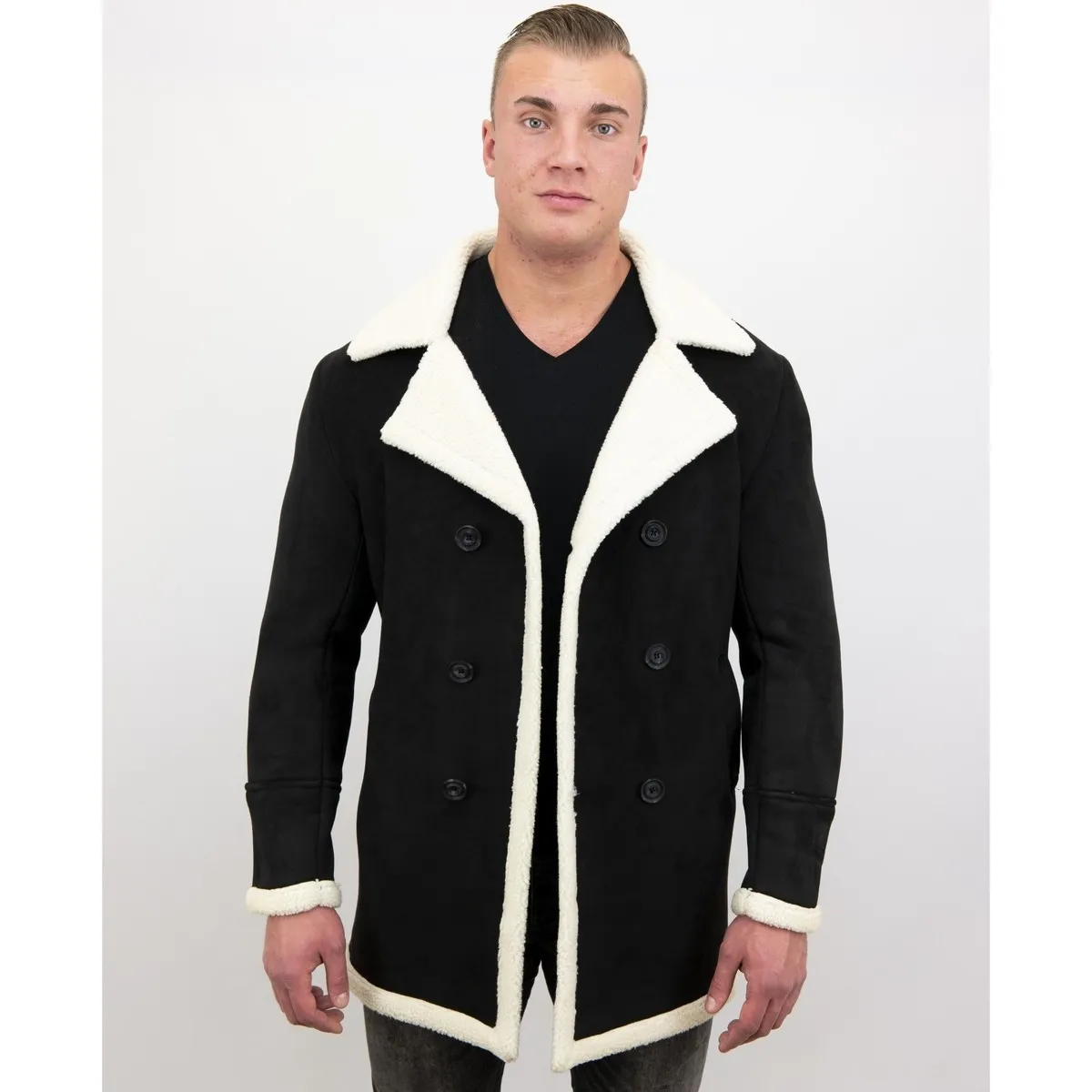 Men Abrigo De Piel Artificial Lammy