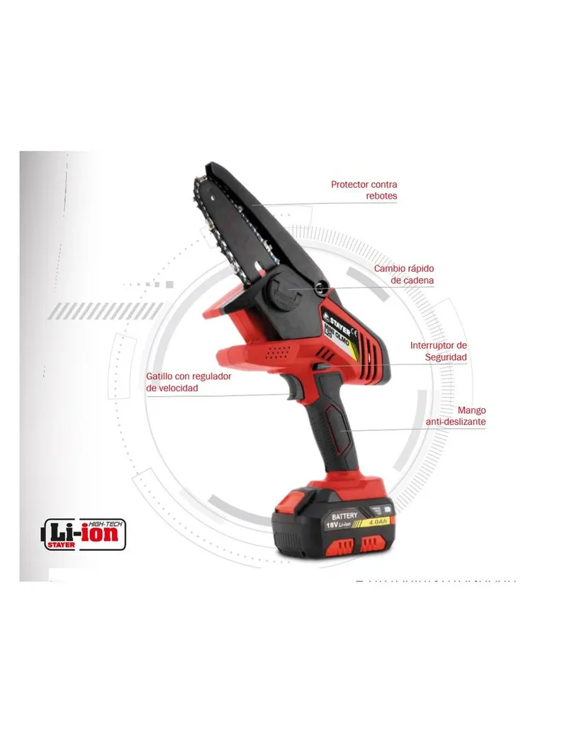 Mini motosierra Stayer | MINI OLMO L2024 SET a batería 18V
