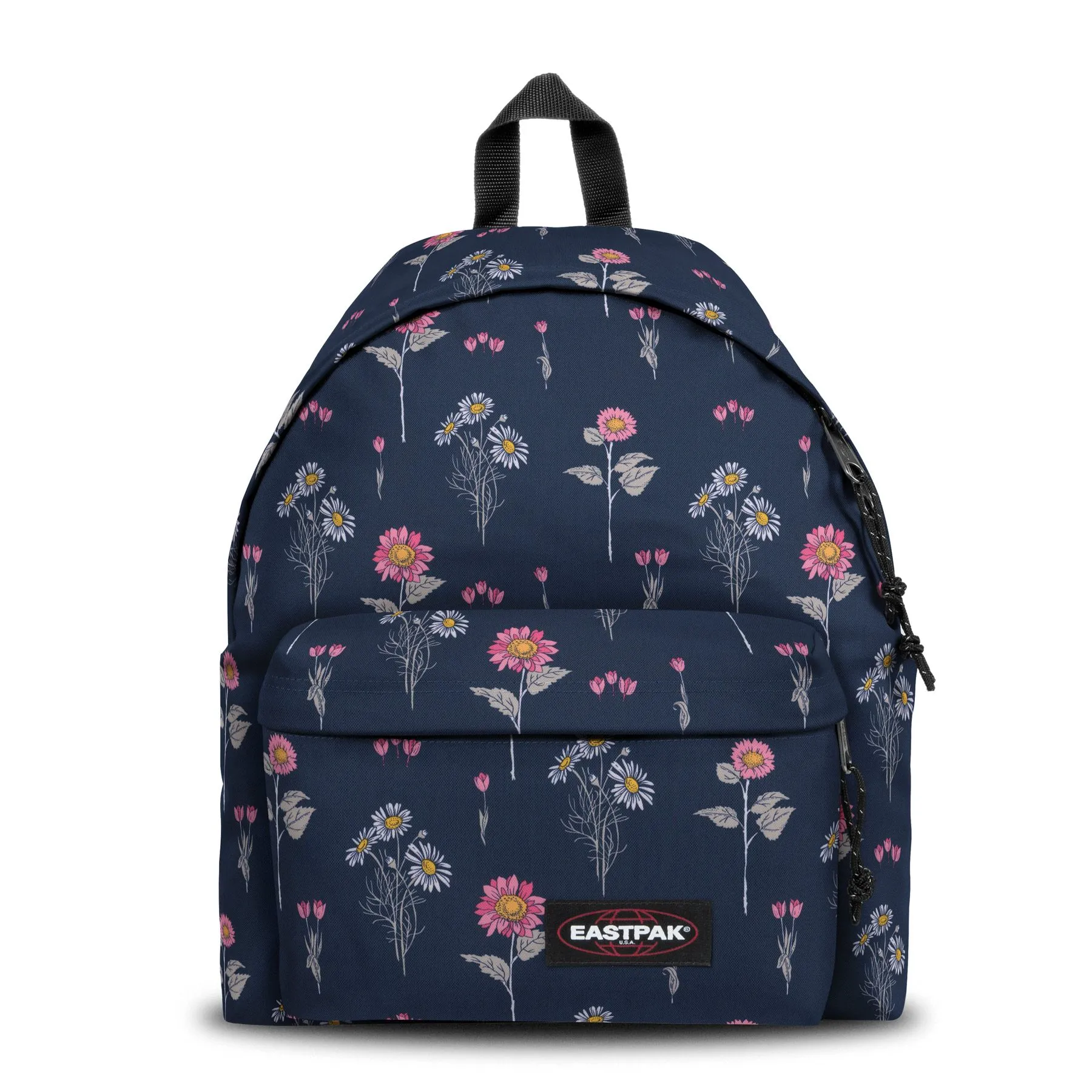 MOCHILA EASTPAK Padded Pak’r® 24 litros EK620J33 Wild Navy azul flores rosa y margaritas