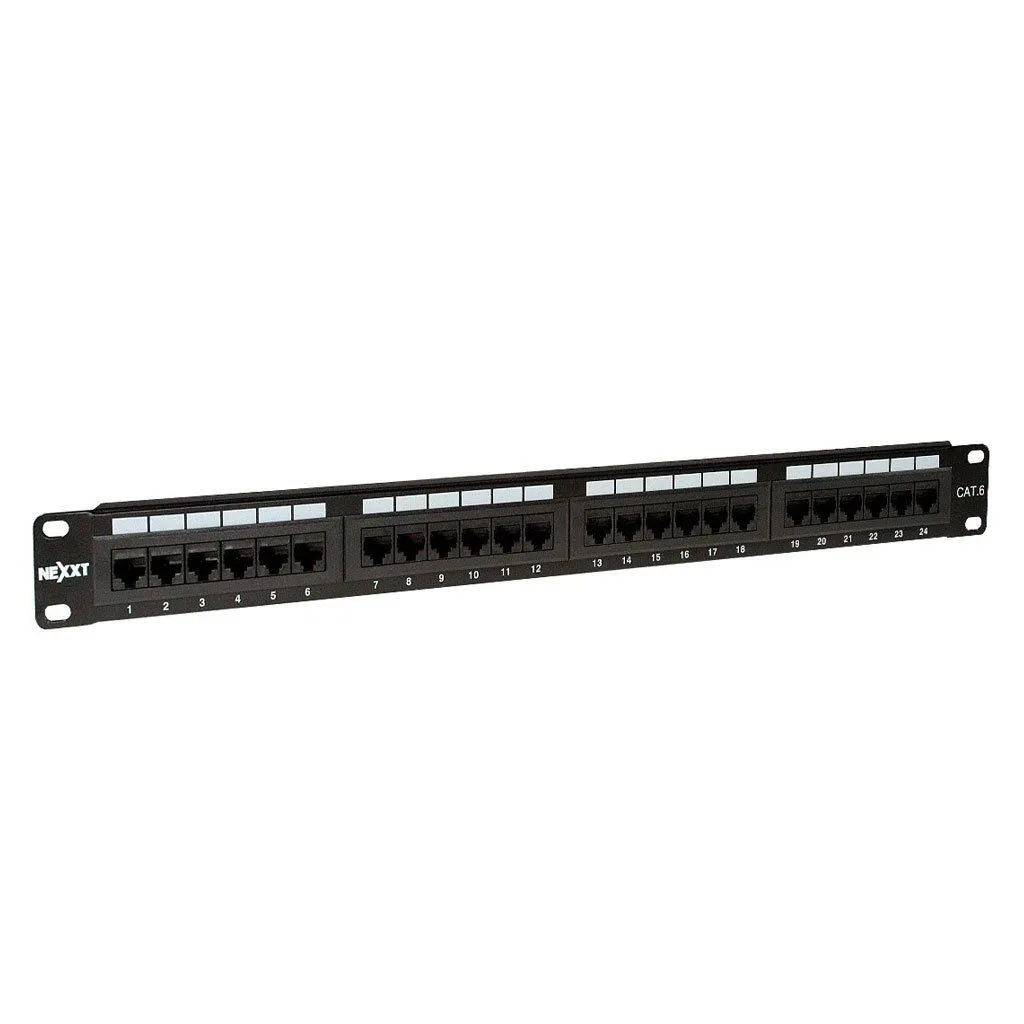 Nexxt Solutions Infrastructure Patch Panel para Montaje en Rack Tablero de Conexiones, Cat6, 24 Puertos, 19