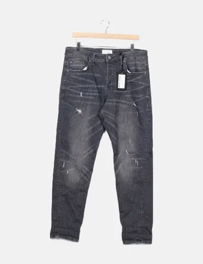 ONLY & SONS Jeans denim gris detalles ripped