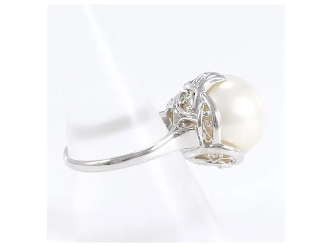 Otras joyas & Other Stories Anillo de platino para mujer (tamaño 16) con Perla Aprox. 14mm en PT900 Platino, peso total apro