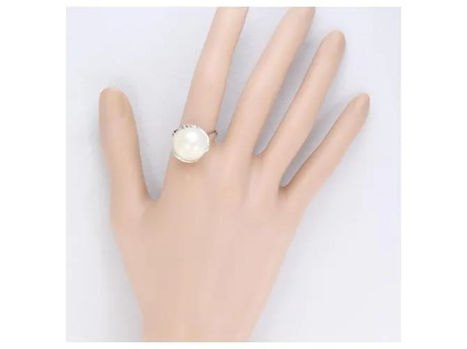 Otras joyas & Other Stories Anillo de platino para mujer (tamaño 16) con Perla Aprox. 14mm en PT900 Platino, peso total apro